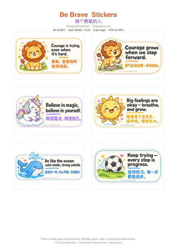 Be Brave — sticker sheet preview