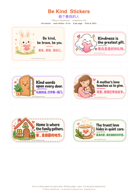 Be Kind — sticker sheet preview